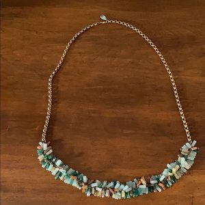 Jade and brass 36” necklace